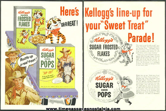 1950’s Kellogg’s Cereal Two Page Color Advertisement