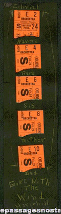 (5) 1940 "GONE WITH THE WIND" Movie Ticket Stubs