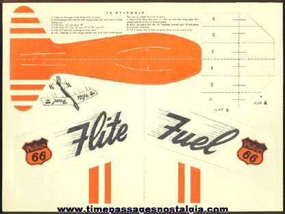 Old Unpunched Phillips 66 Gasoline Advertising Premium Paper Airplane