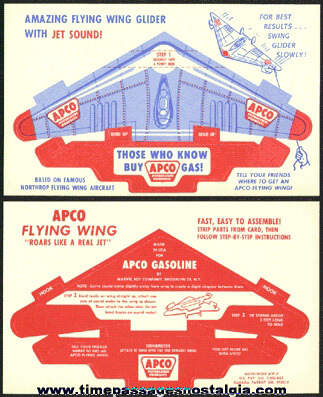 Old Unpunched APCO Gasoline Advertising Premium Paper Airplane Glider