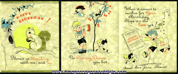 1930’s Skippy Comic Strip Character Birthday Card