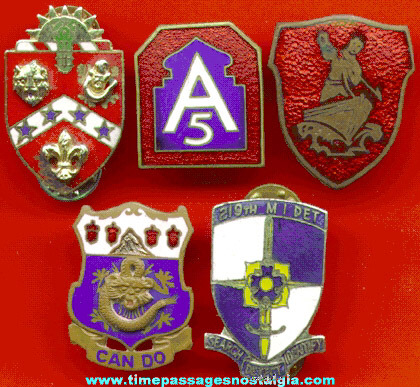 (5) Old Enameled Military Pins
