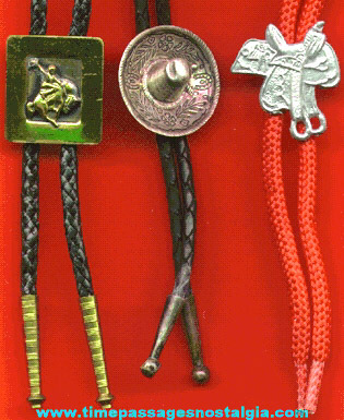 (3) Different Western Bolo Ties With Slides