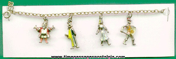 Old Charm Bracelet With (4) Metal People Charms