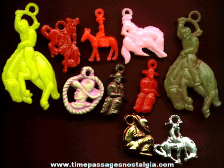 (10) 1940’s - 1960’s Cowboy / Western / Rodeo Gum Ball Machine Charms