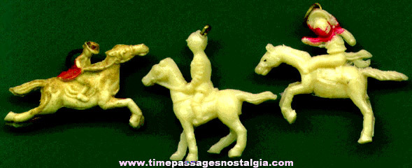 (3) Different Scarce 1930’s Celluloid Horse With Rider Charms