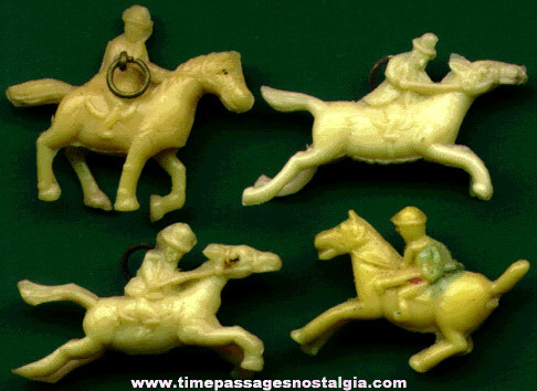(4) Scarce 1930’s Celluloid Horse With Rider Charms