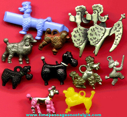 (10) Small 1940’s to 1960’s Poodle Dog Items