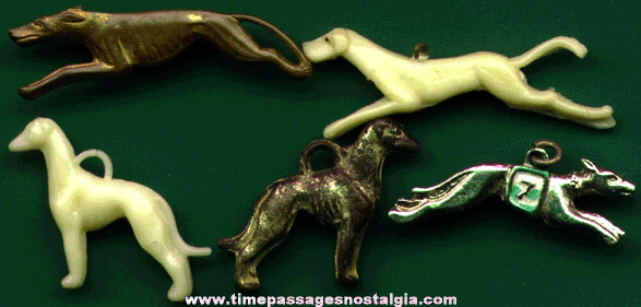 (5) 1930’s - 1960’s Greyhound Dog Charms