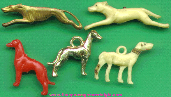 (5) 1930’s - 1960’s Greyhound Dog Charms