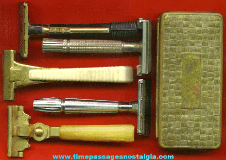 (5) Different Old Shaving Razors & Razor Box