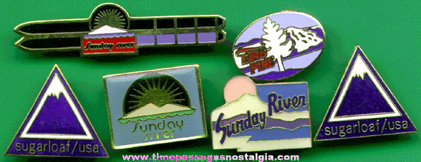(6) Different Enameled Souvenir Advertising Ski Pins