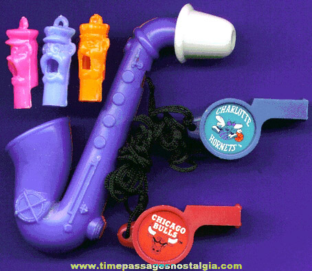 (6) Different Plastic Whistles