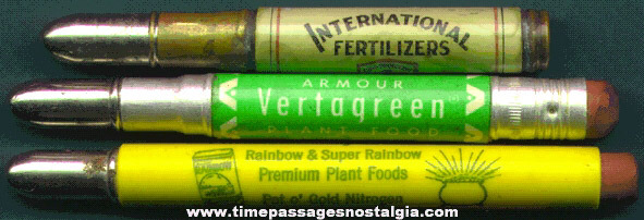 (3) Different Fertilizer Advertising Premium Bullet Type Pencil Holders