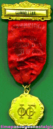 1908 Odd Fellows Fraternal Field Day Committee Ribbon Medal
