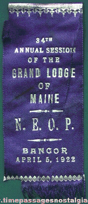 1922 N.E.O.P. Grand Lodge Of Maine Ribbon