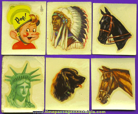 (6) 1940’s - 1950’s Kellogg’s PEP Cereal Decal Prizes / Premiums