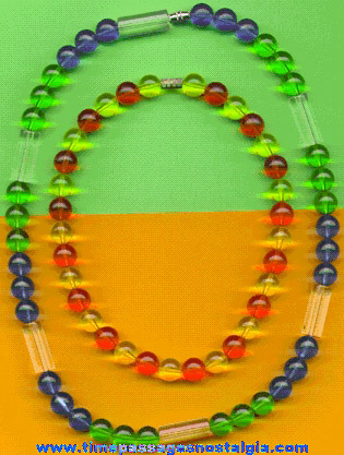 (2) Colorful Old Lucite Beaded Necklaces