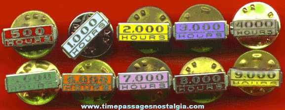 (10) Different Matching Enameled Career Nurse Hours Pins