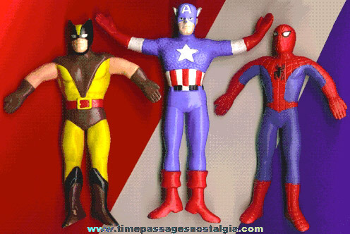 (3) Different 1989 Marvel Comics Super Hero Bendy Action Figures