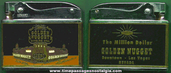 Old Golden Nugget Gambling Hall Advertising Cigarette Lighter