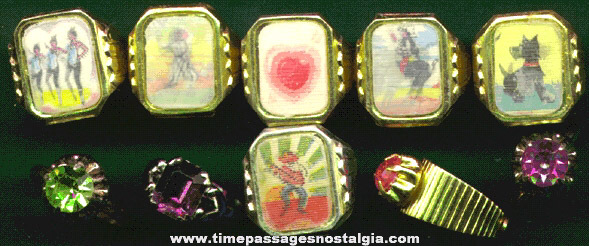 (10) 1960’s Novelty / Gum Ball Machine Prize Toy Rings