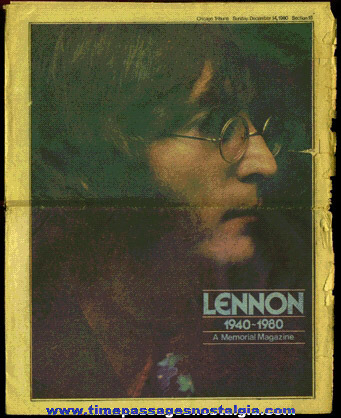 1980 Chicago Tribune Newspaper Supplement In Memory Of John Lennon