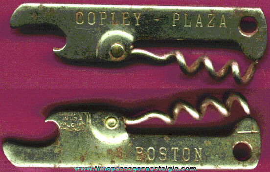 Old Copley Plaza Boston, Massachusetts Advertising Bottle Opener / Corkscrew