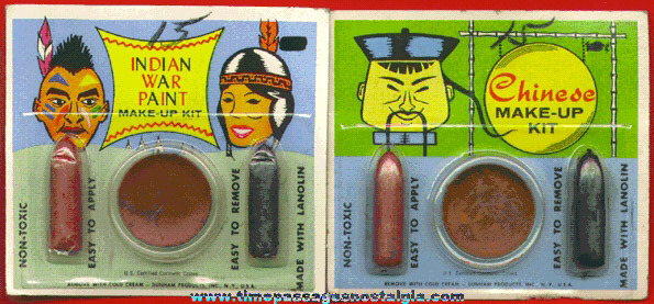 (2) Unopened 1950’s Politically Incorrect Indian & Chinese Toy Make Up Kits