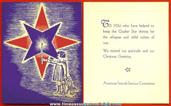 1940 Refugee Thank You & Christmas Card