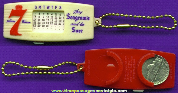 Old Seagram’s Whiskey Advertising Premium Perpetual Calendar, Coin Holder Key Chain
