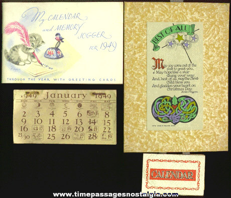 (3) Different Small 1940’s Calendars