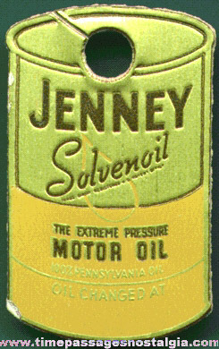 Old Jenny Motor Oil Advertising Key Chain Or Key Ring Tag