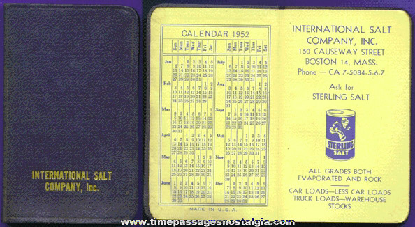 1952 International Salt Company Advertising Premium Calendar Booklet
