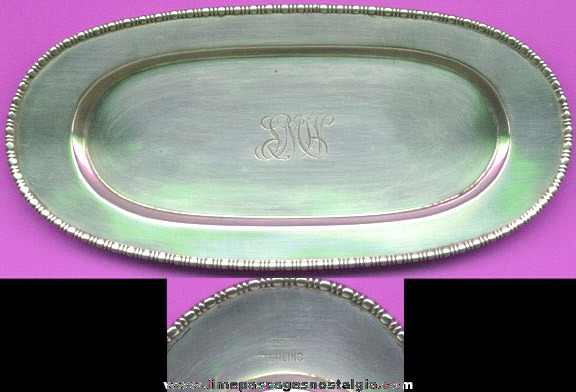Small Old Engraved Sterling Silver Tray