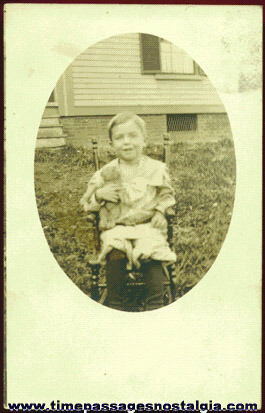 Old Unused Real Photo Post Card Of A Boy And His Teddy Bear