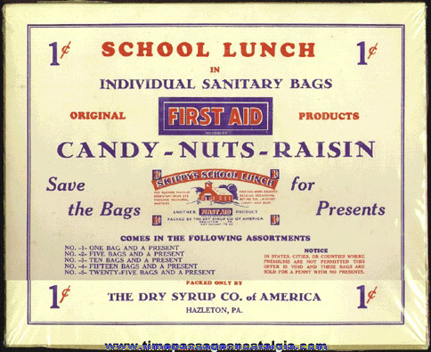 Old Candy - Nuts - Raisin 1 cent School Lunch Sign