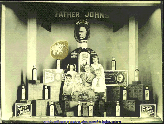 Old FATHER JOHN’S MEDICINE Store Window Display Photograph