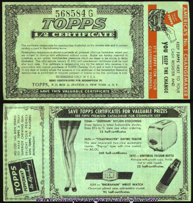 1949 TOPPS GUM Advertising Premium Coupon