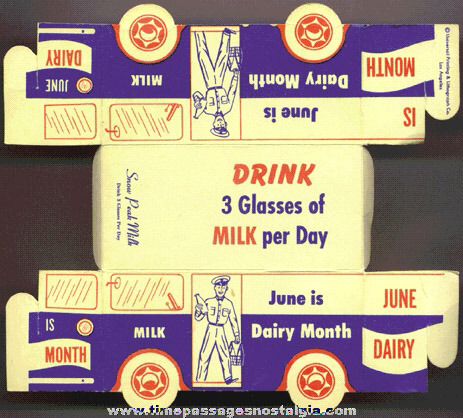 Old Paper Advertising Premium Milk Truck