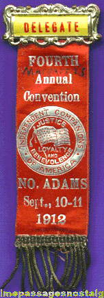 1912 Independent Companions Of America Convention Ribbon