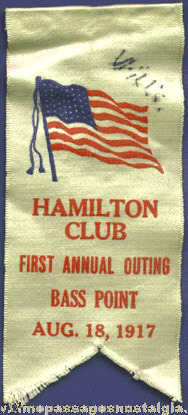 1917 HAMILTON CLUB First Annual Outing Ribbon