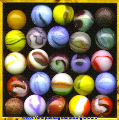 (25) Colorful Old Machine Made Marbles