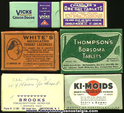 (6) Small Old Medicine Advertising Boxes