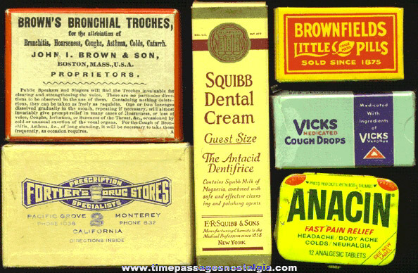 (6) Small Old Medicine Advertising Boxes