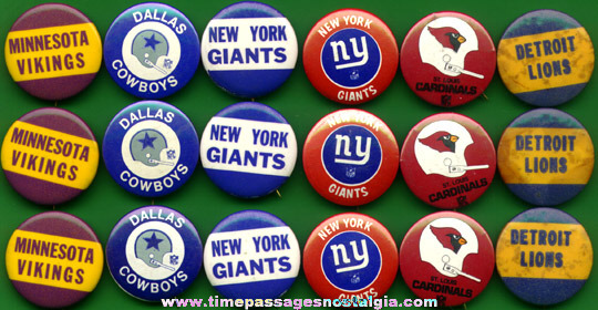 (18) Football Team Pin Back Buttons