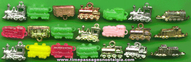 (21) Old Train / Railroad Car Gum Ball Machine Prize Charms