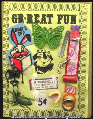 1960’s Gum Ball Machine Display Header Card With Prizes