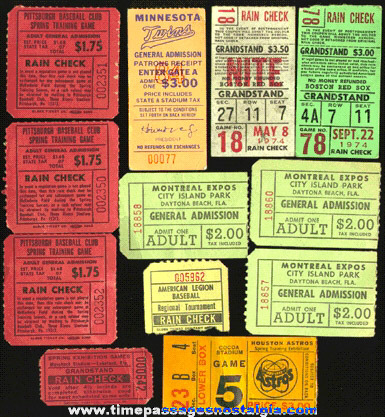 (12) Old Baseball Ticket Stubs