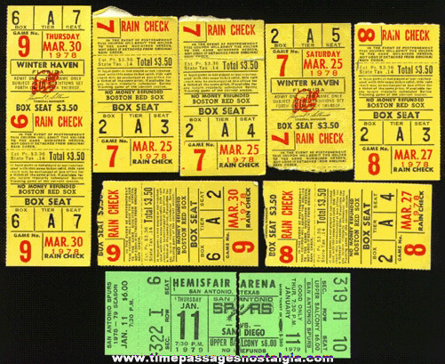 (9) Old Baseball Ticket / Stubs